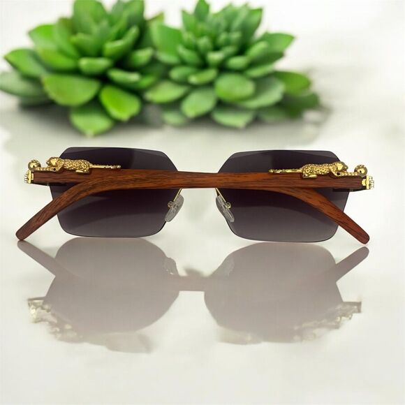 Fashion Trend Sunglasses Rimless Luxury Sunglasses Driving Travel Glasses Leopar - Picture 9 of 9